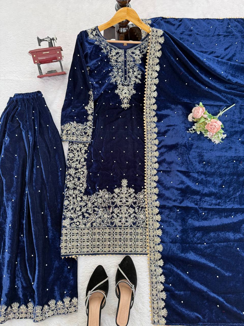 Heavy Embroidered Straight Kurta Palazzo Suit Set | Festive Party Wear | 6 Colors