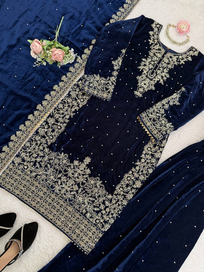 Heavy Embroidered Straight Kurta Palazzo Suit Set | Festive Party Wear | 6 Colors
