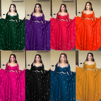 Premium Georgette Anarkali Suit Set with Dupatta & Pant | 9 Elegant Color Options