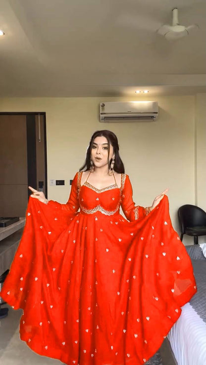 Premium Georgette Anarkali Suit Set with Dupatta & Pant | 9 Elegant Color Options