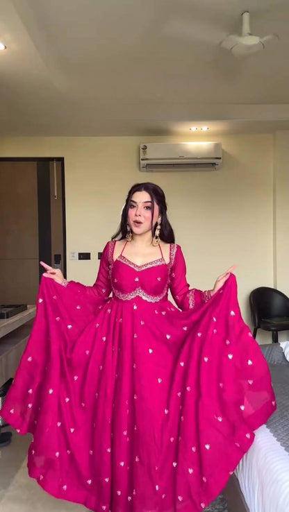 Premium Georgette Anarkali Suit Set with Dupatta & Pant | 9 Elegant Color Options