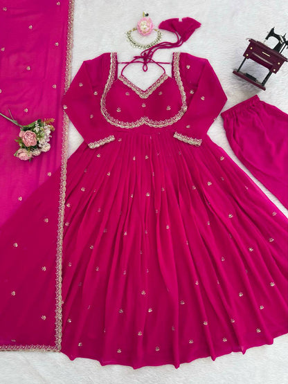 Premium Georgette Anarkali Suit Set with Dupatta & Pant | 9 Elegant Color Options