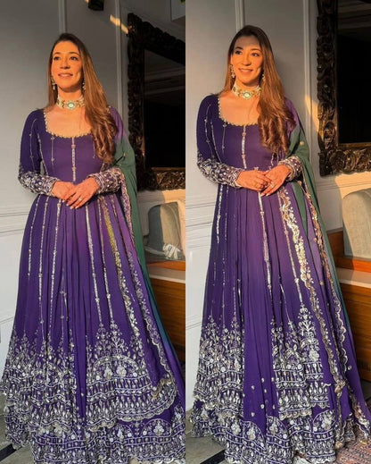 Elegant Georgette Embroidered Anarkali Suit Set with Dupatta | Festive & Party Wear
