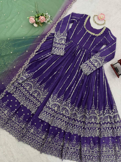 Elegant Georgette Embroidered Anarkali Suit Set with Dupatta | Festive & Party Wear