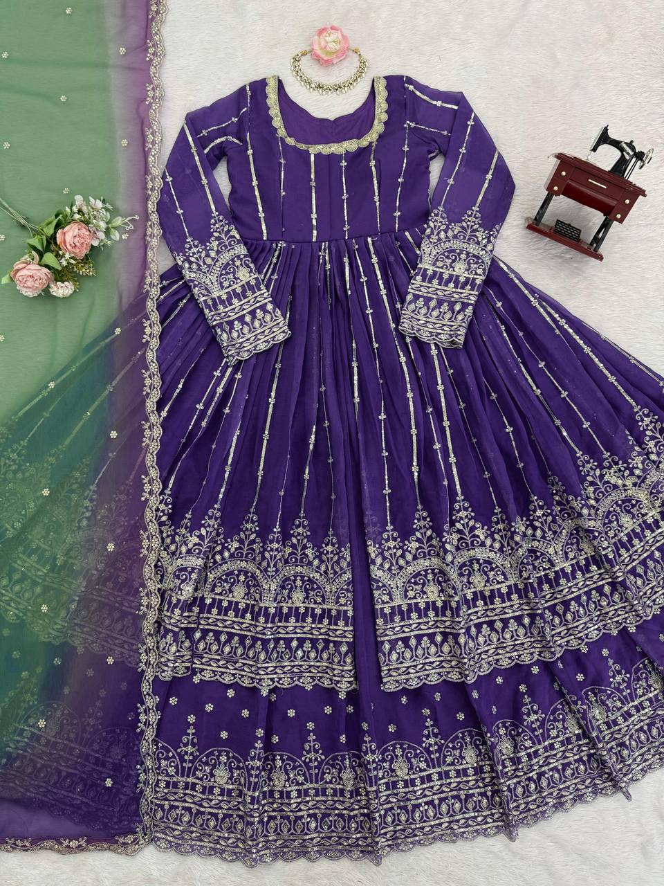 Elegant Georgette Embroidered Anarkali Suit Set with Dupatta | Festive & Party Wear