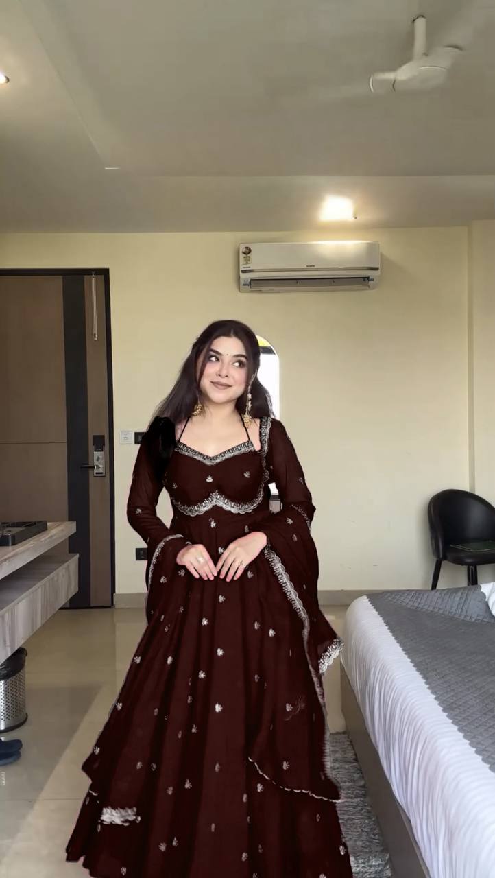 Premium Georgette Anarkali Suit Set with Dupatta & Pant | 9 Elegant Color Options