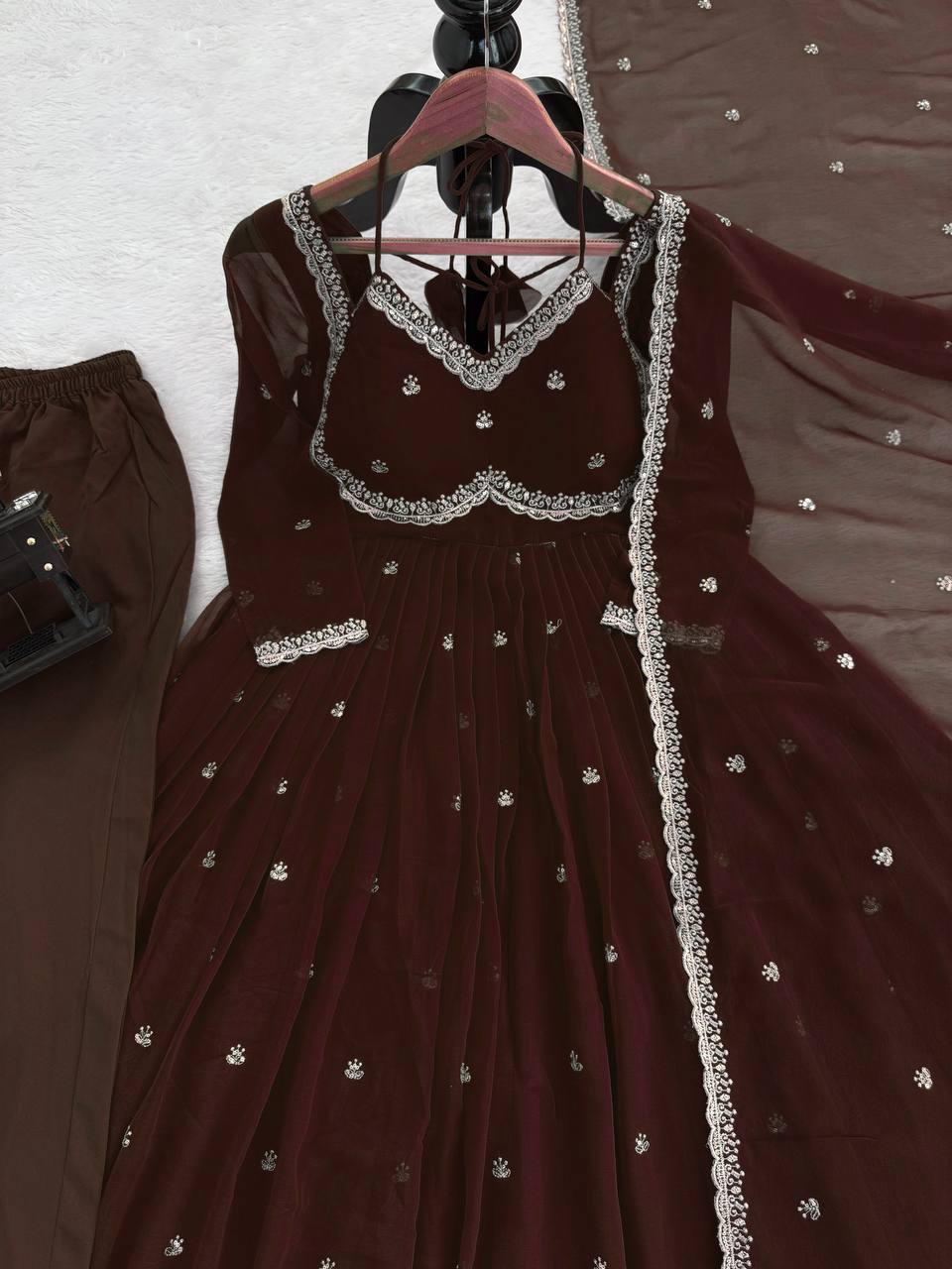 Premium Georgette Anarkali Suit Set with Dupatta & Pant | 9 Elegant Color Options