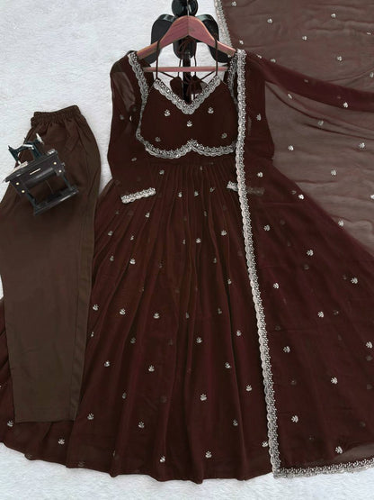 Premium Georgette Anarkali Suit Set with Dupatta & Pant | 9 Elegant Color Options