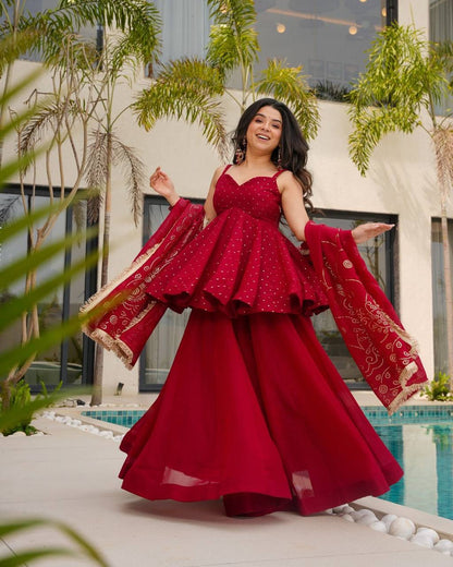 Girls Elegant Sequin Work Lehenga Choli Set with Dupatta – 2 Color Options