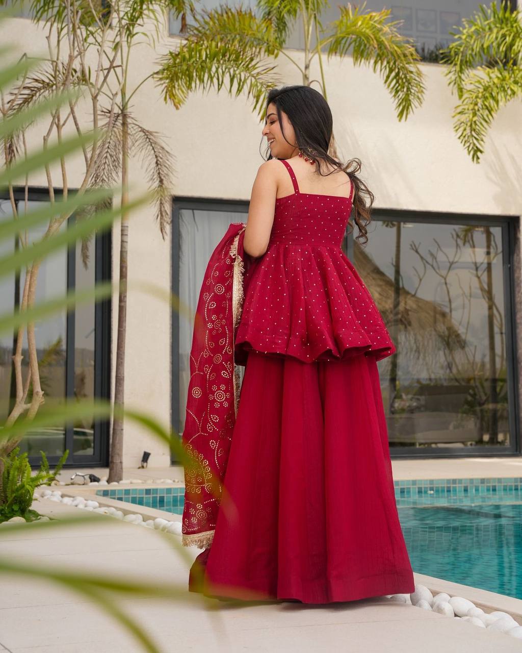 Girls Elegant Sequin Work Lehenga Choli Set with Dupatta – 2 Color Options