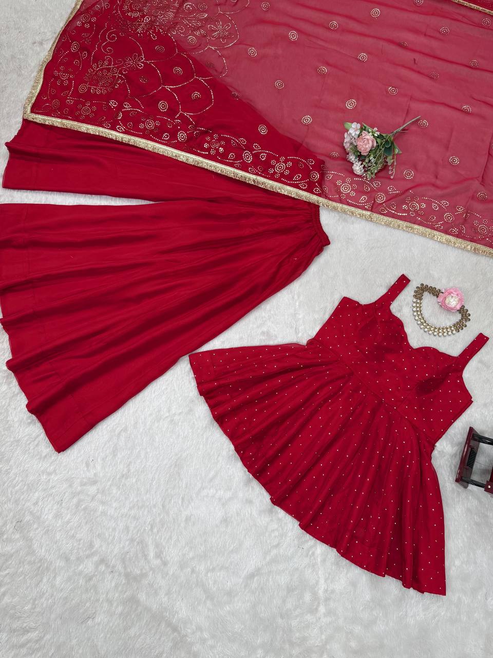Girls Elegant Sequin Work Lehenga Choli Set with Dupatta – 2 Color Options