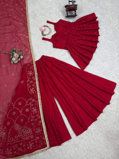 Girls Elegant Sequin Work Lehenga Choli Set with Dupatta – 2 Color Options