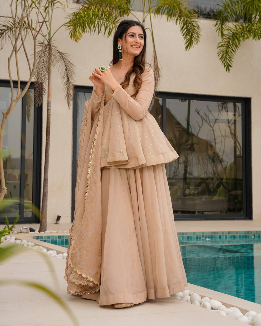 Girls Elegant Sequin Work Lehenga Choli Set with Dupatta – 2 Color Options