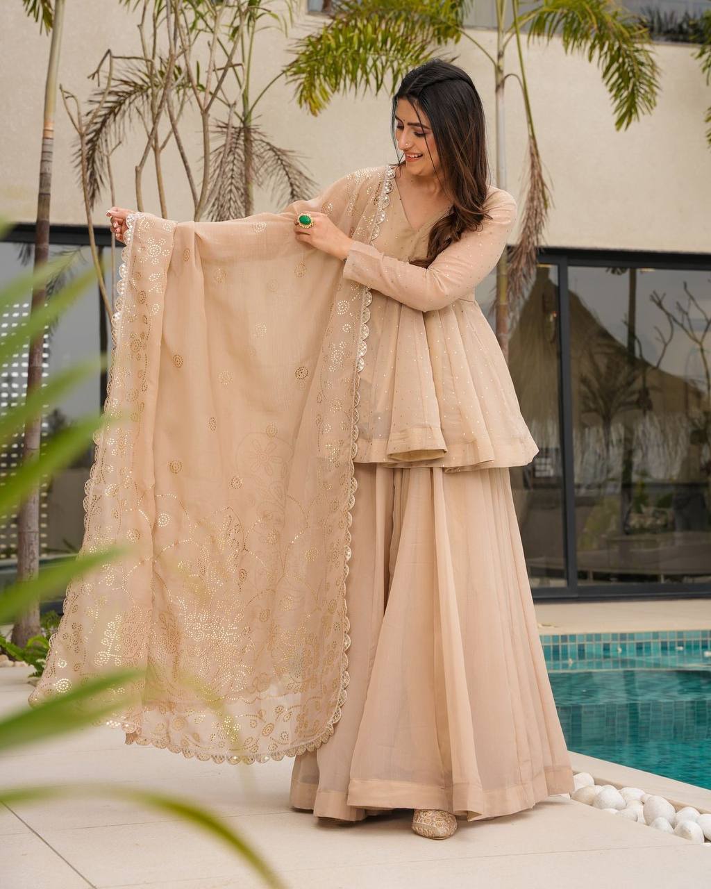 Girls Elegant Sequin Work Lehenga Choli Set with Dupatta – 2 Color Options
