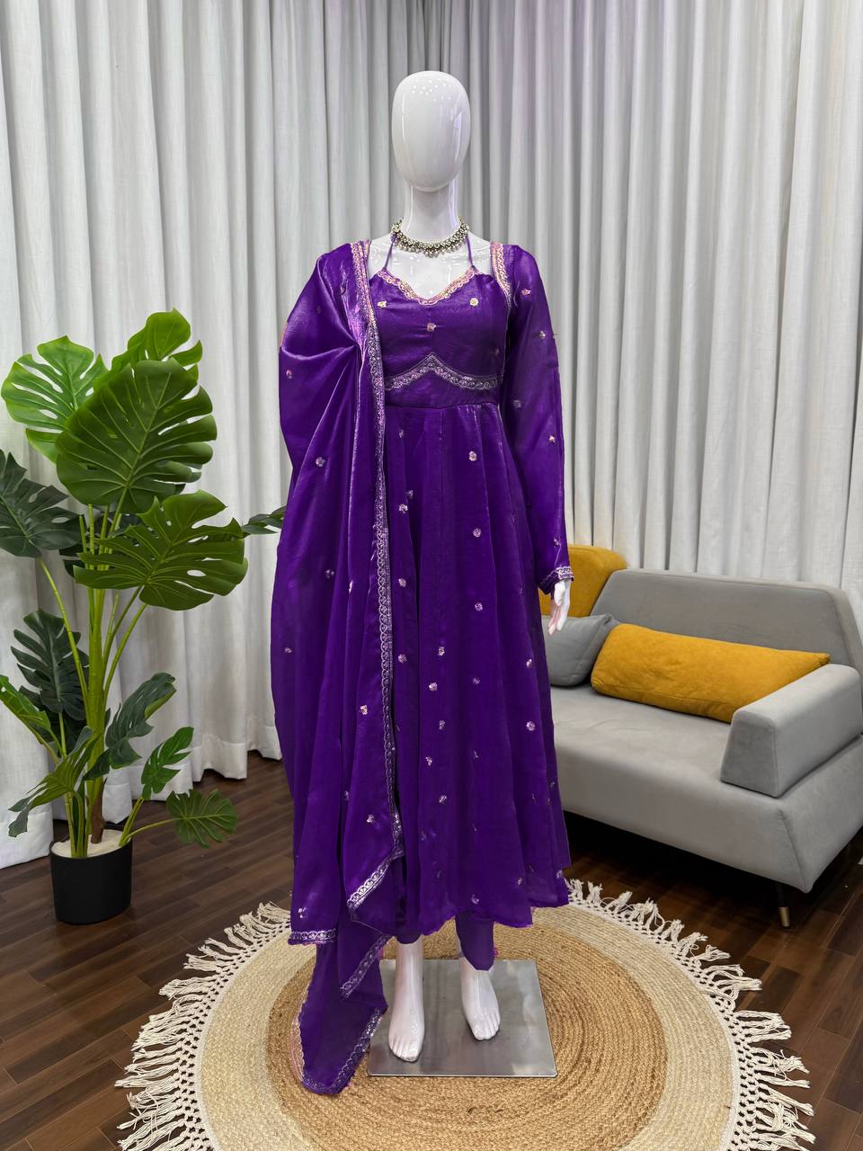 Embroidered Anarkali Kurti Pant Set with Dupatta – Festive & Party Wear | 6 Stunning Colors
