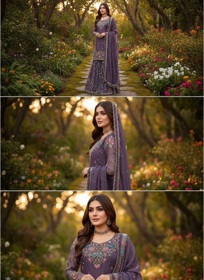 Heavy Embroidered Kurta Sharara Set with Dupatta | 5 Color Options