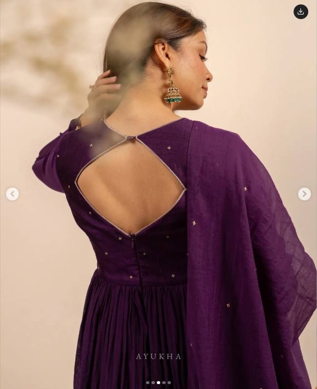 Regal Plum Embroidered Anarkali Suit Set with Flowing Dupatta