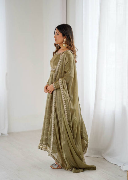 Embroidered Anarkali Suit Set with Dupatta & Bottom – 5 Color Options