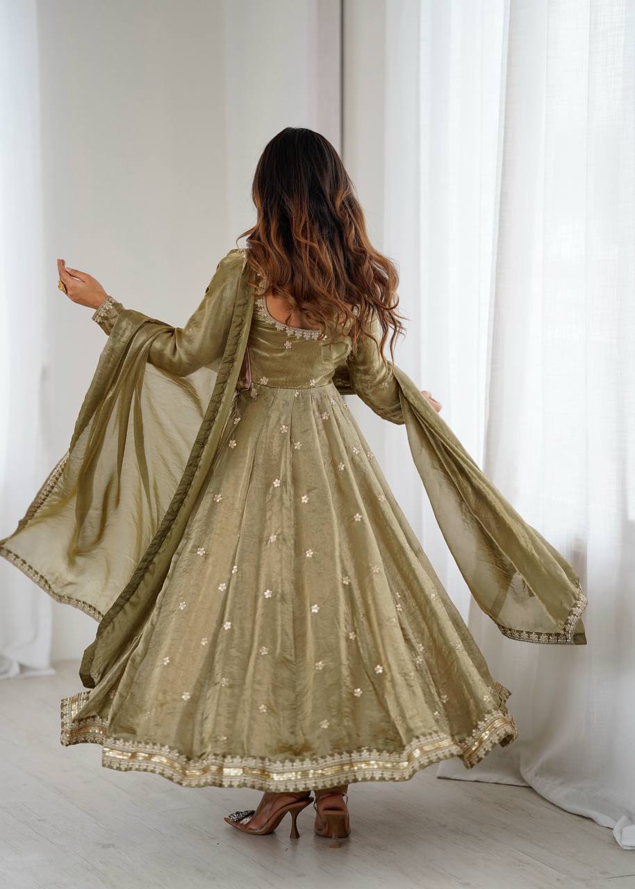 Embroidered Anarkali Suit Set with Dupatta & Bottom – 5 Color Options