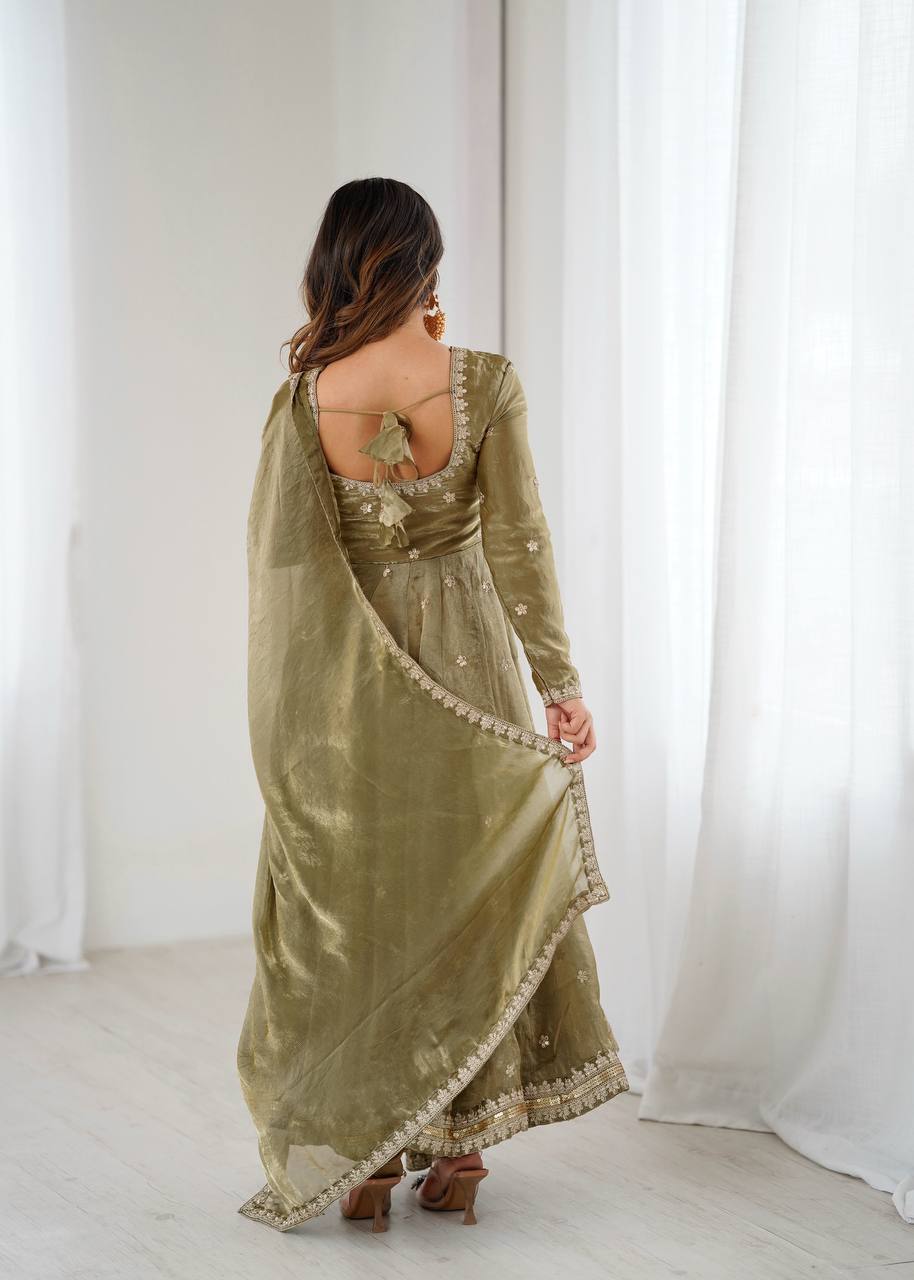 Embroidered Anarkali Suit Set with Dupatta & Bottom – 5 Color Options