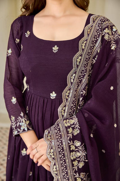 Luxury Embroidered Anarkali Suit Set with Heavy Border Dupatta (3 Color Options)