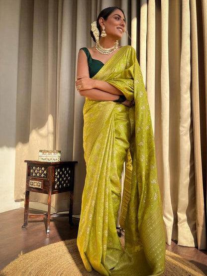 Jamsa Yellow Banarasi Silk Saree