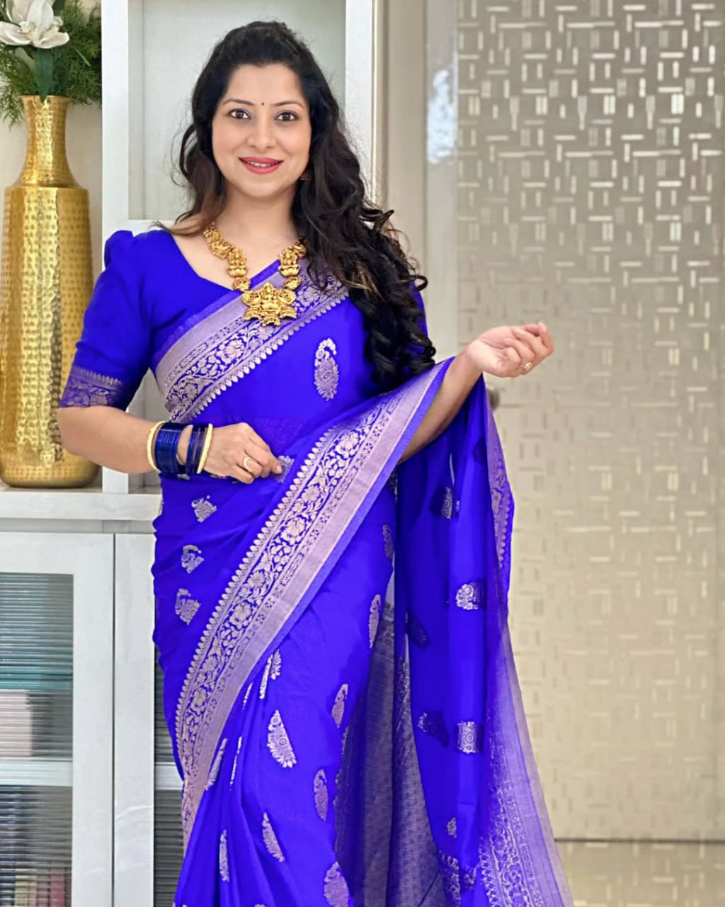Bhavika – Banarasi Soft Silk Saree in Royal Blue