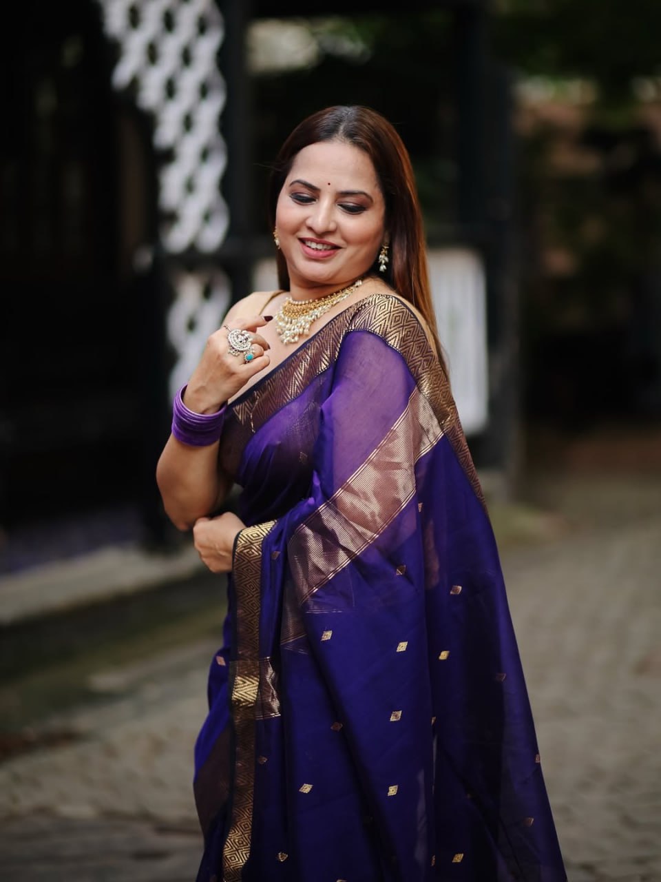 Sharvitha – Cotton Silk Saree in Royal Purple