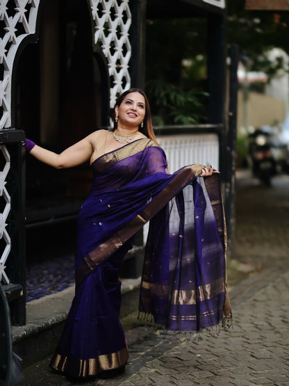 Sharvitha – Cotton Silk Saree in Royal Purple