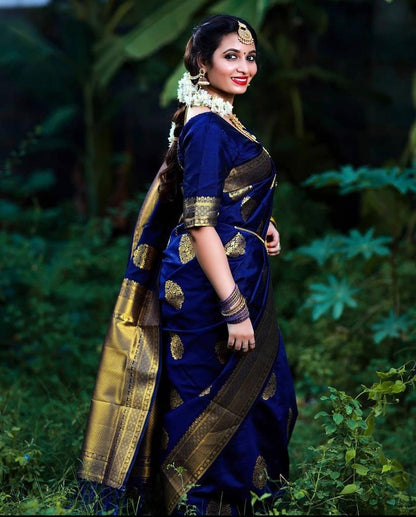 Vanshika – Blue Soft Banarasi Silk Saree with Jacquard Weaving