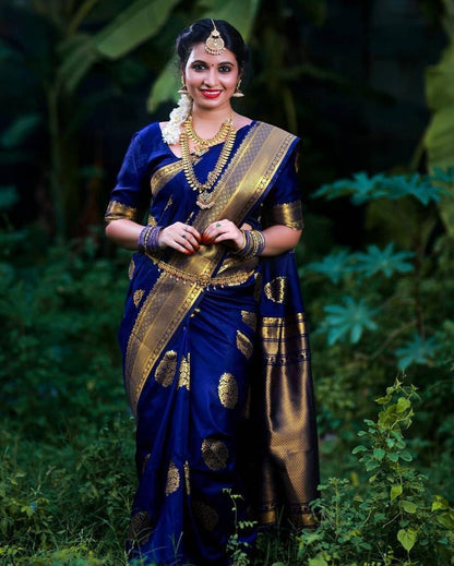 Vanshika – Blue Soft Banarasi Silk Saree with Jacquard Weaving