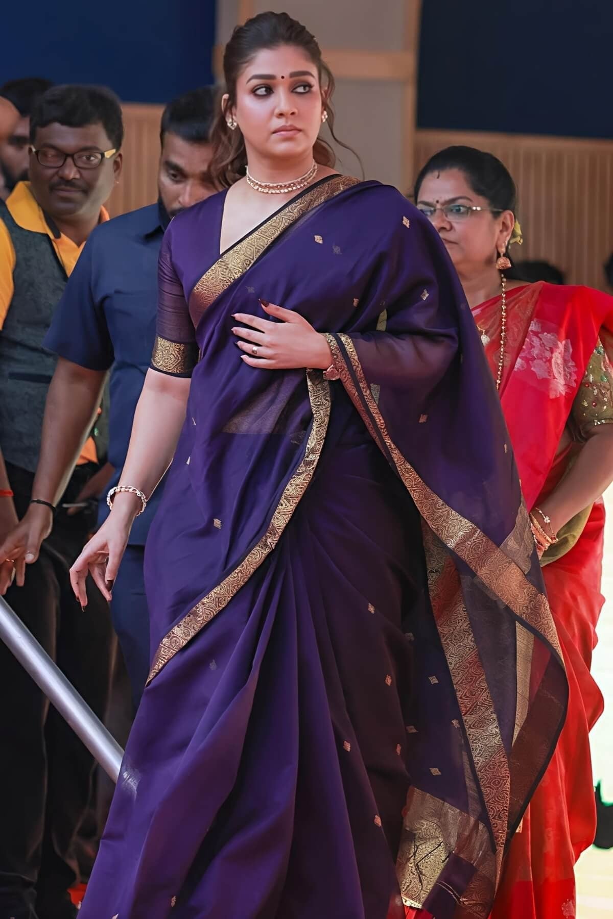 Sulochana – Purple Pure Linen Silk Saree with Zari Weaving