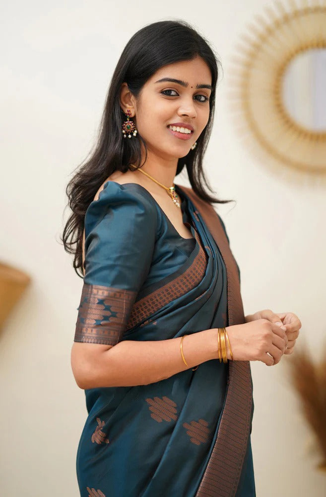 Maruti - Rama Soft Silk Saree with Jacquard Woven Border