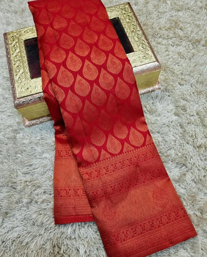 Ambika – Red Kanjivaram Silk Saree with Traditional Jacquard Work