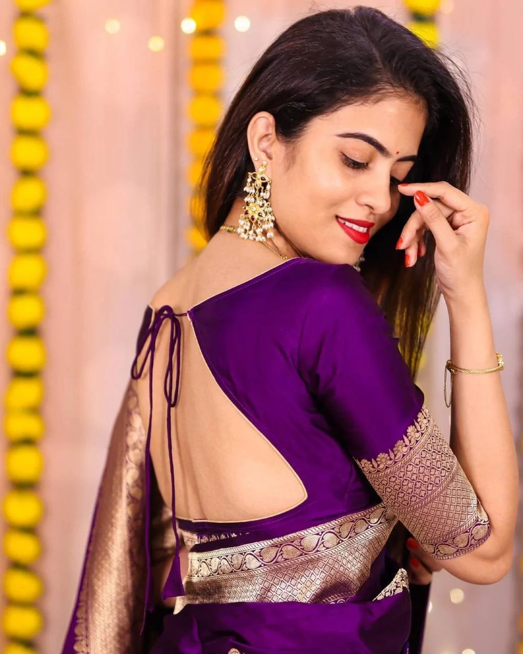 Vanshika – Purple Soft Banarasi Silk Saree with Jacquard Weaving